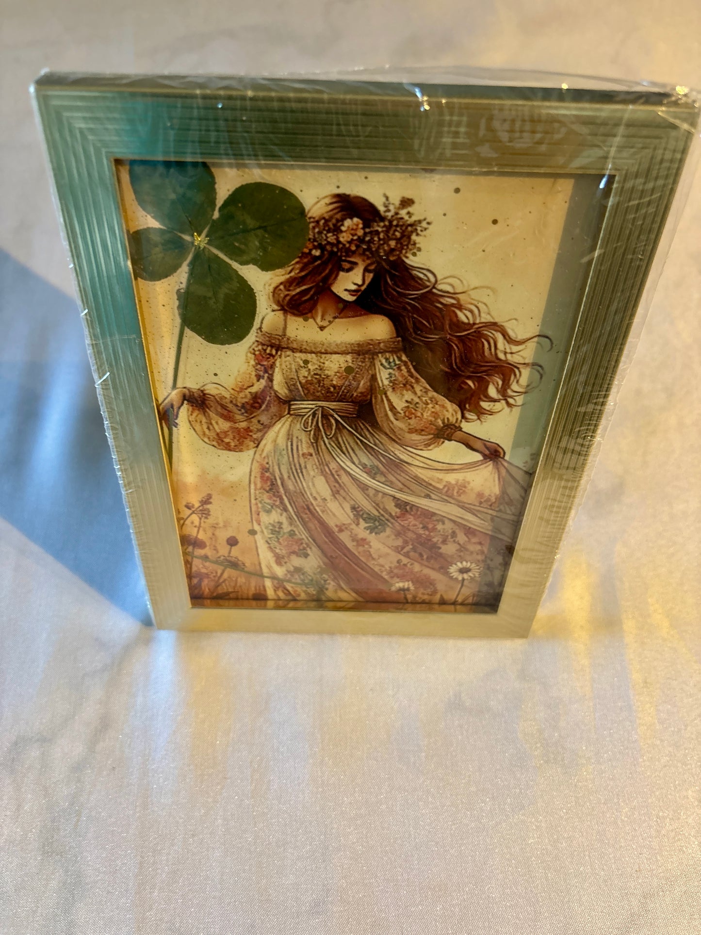 cadre trèfle à quatre / feuilles /format A5/ femme bohème