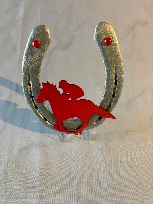 fer à cheval argent / rouge