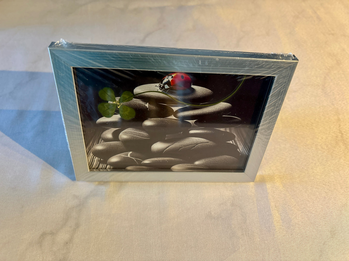 cadre trèfle à quatre feuilles /format A5coccinelle , porte bonheur