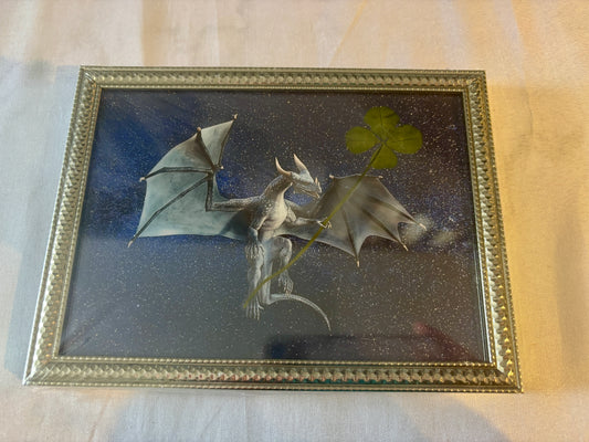 cadre trèfle à quatre feuilles / format A5/ dragon