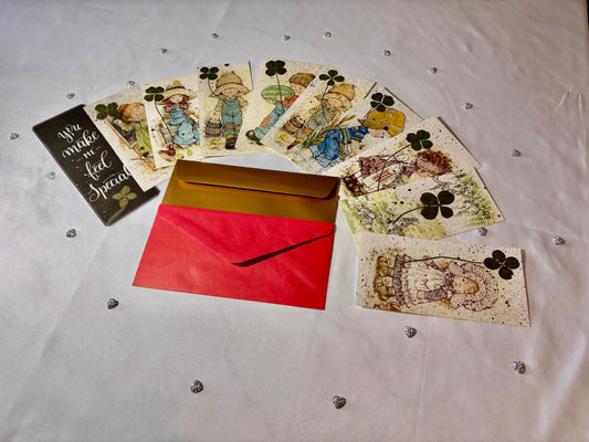 marque page vintage Sarah kay et son trèfle à 4 feuilles