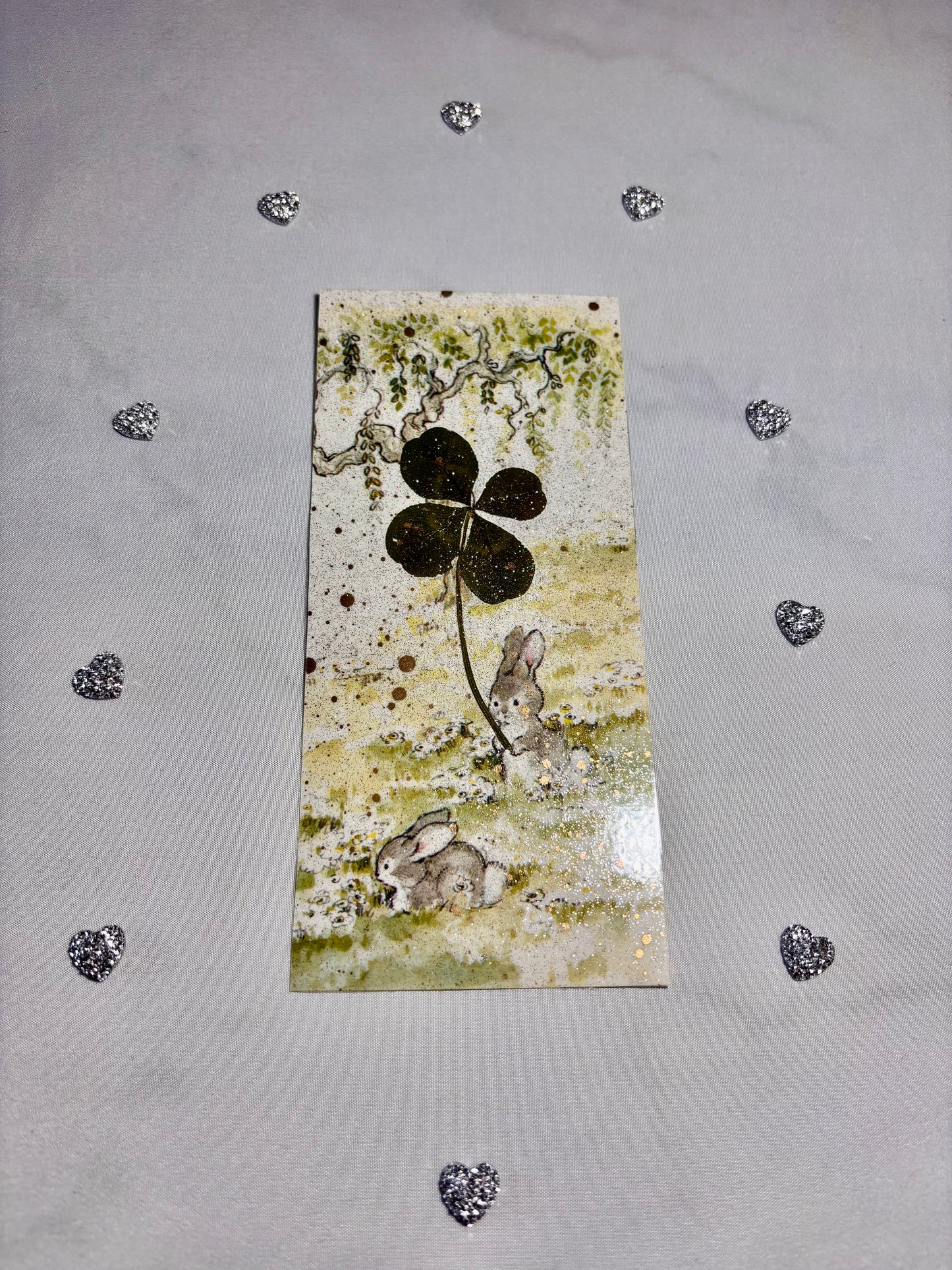 marque page vintage Sarah kay et son trèfle à 4 feuilles