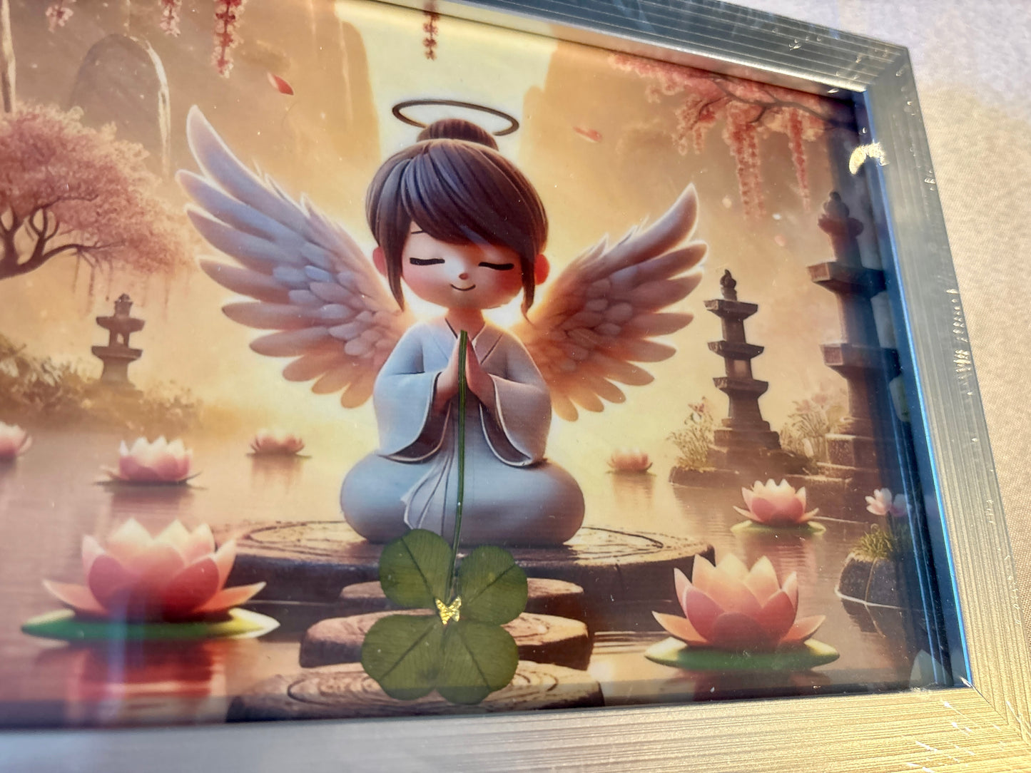 cadre trèfle à quatre feuilles / format A5/ ange animé
