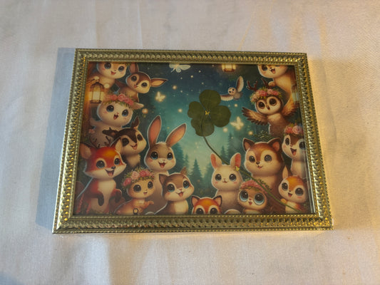 cadre trèfle à quatre feuilles / format A5/ animaux