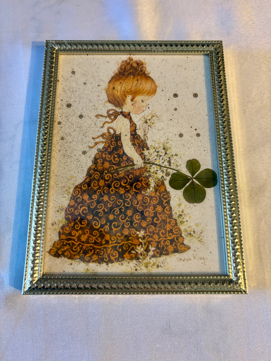 cadre trèfle à quatre feuilles(Sarah kay) format A5 / vintage