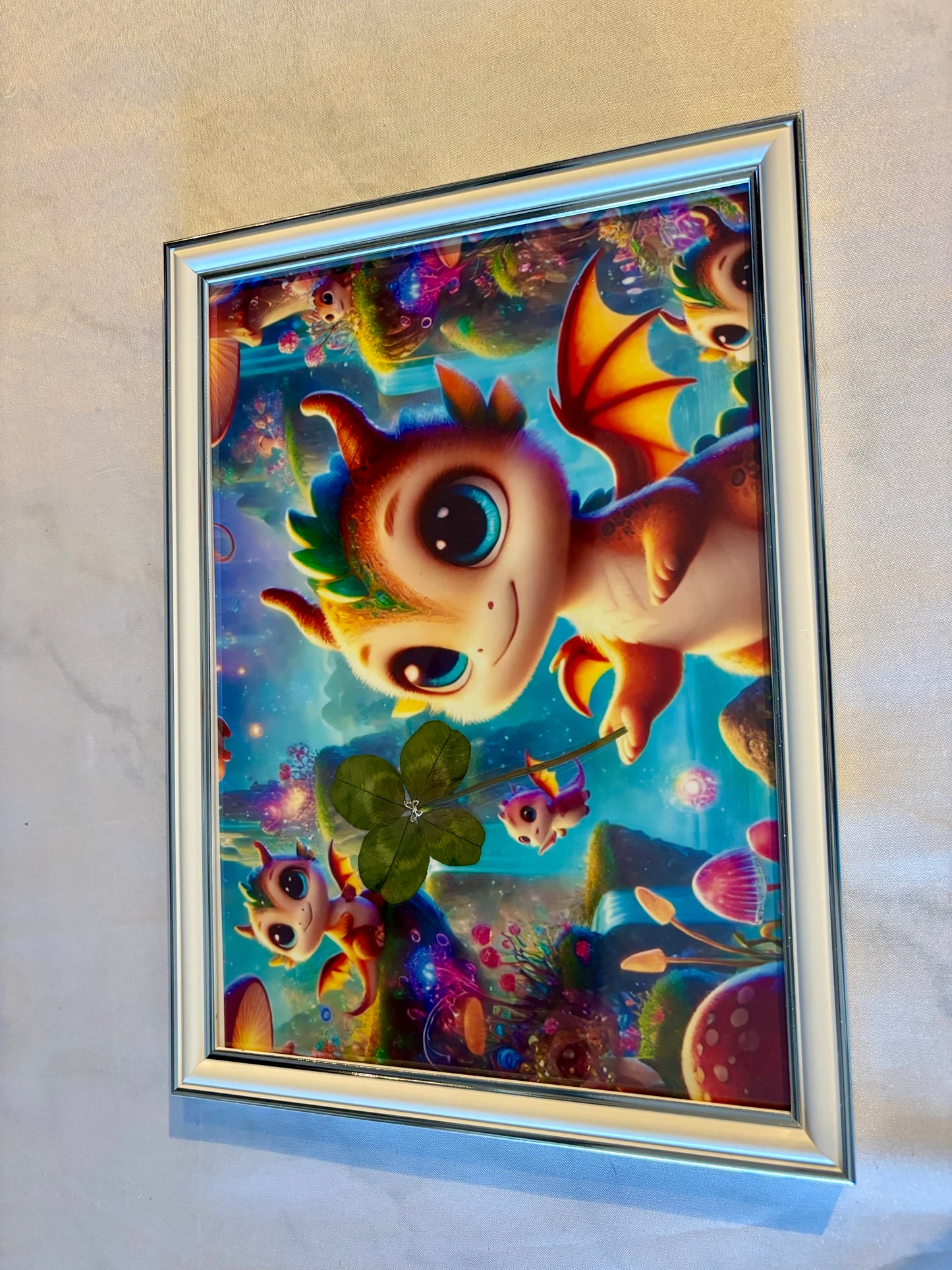 Cadre dragon trèfle à quatre feuilles /format A4