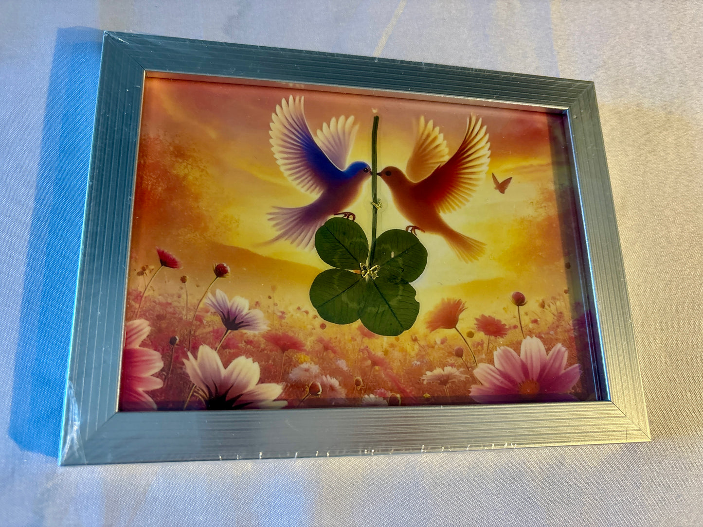 cadre trèfle à quatre feuilles/format A5/ oiseaux