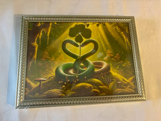 cadre trèfle à quatre feuilles / format A5/ serpent
