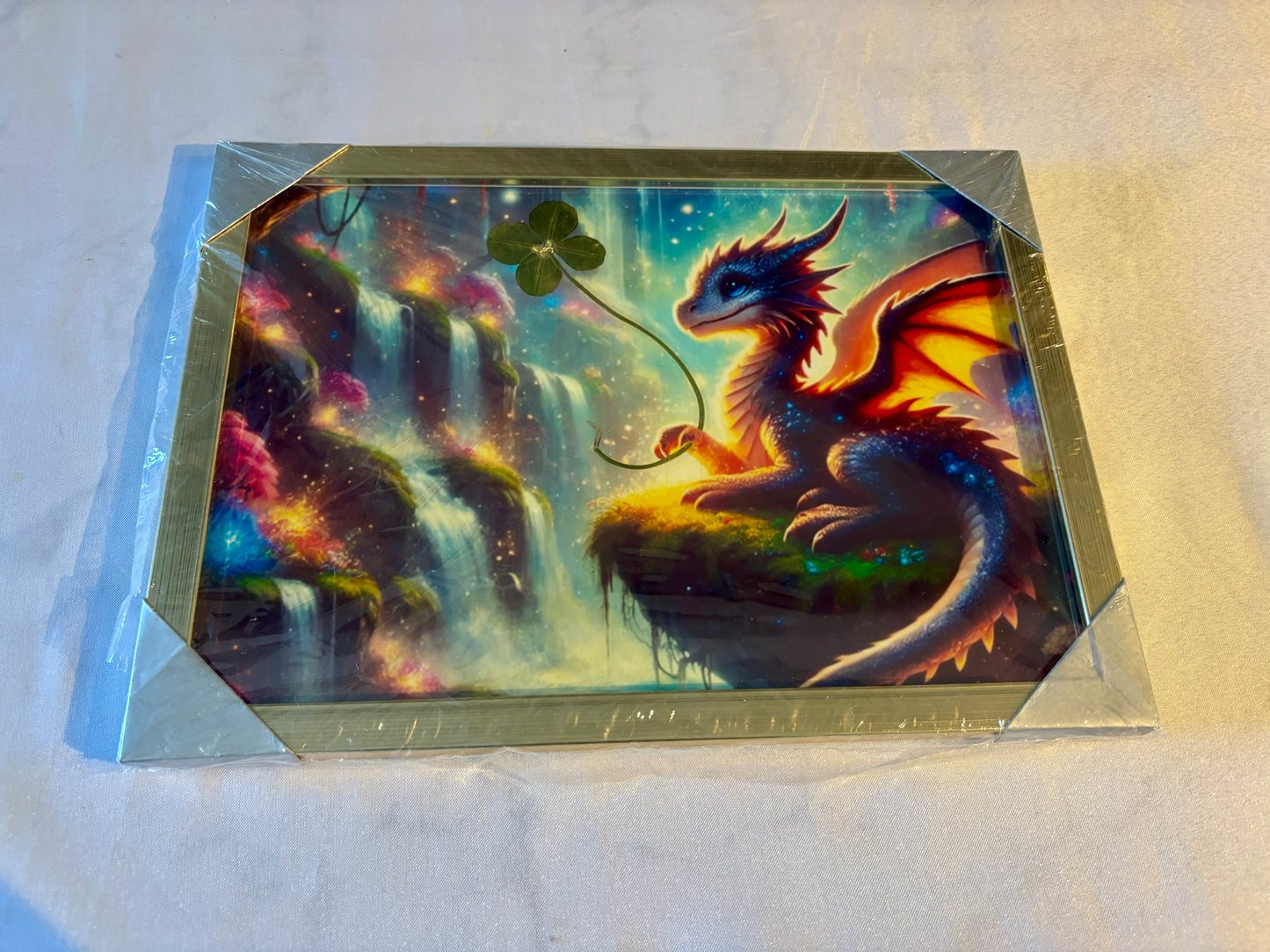 cadre trèfle à quatre feuilles dragon A4